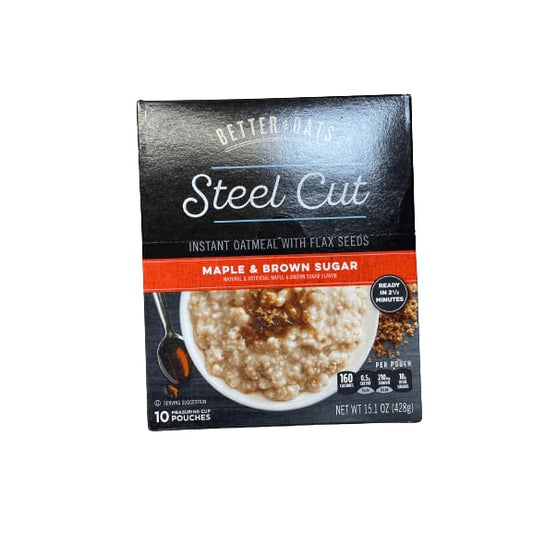 Better Oats Better Oats Steel Cut Instant Oatmeal, Maple & Brown Sugar, 1.51 oz, 10 Packets