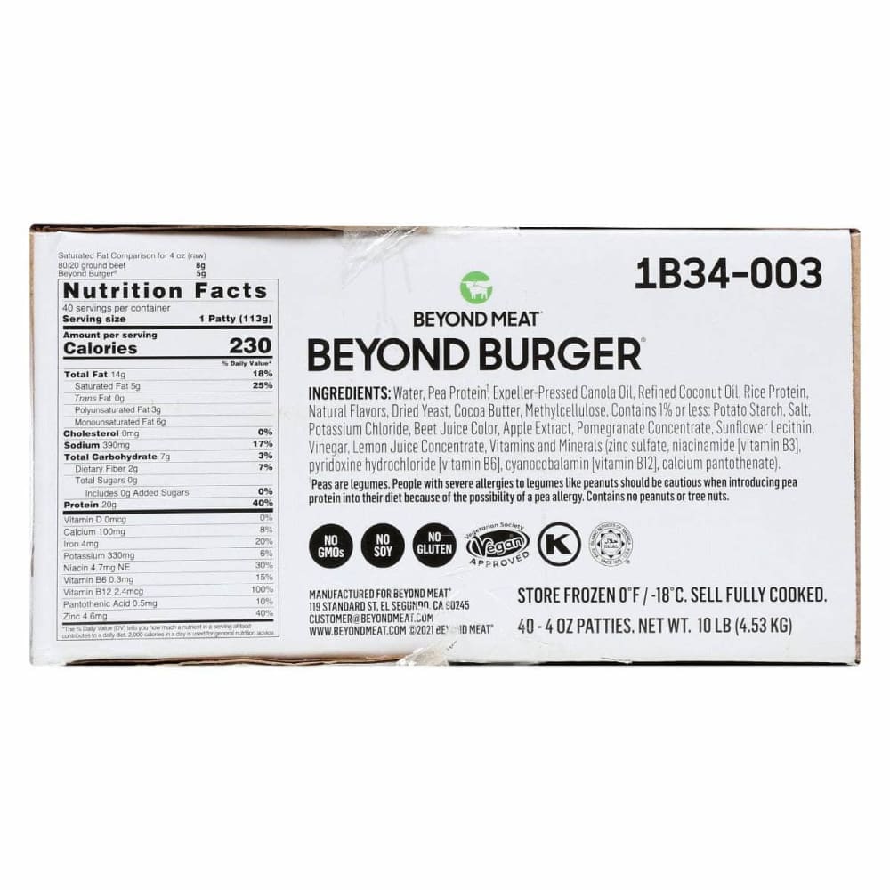 BEYOND MEAT Grocery > Frozen BEYOND MEAT Plant Based Burger 40 Count, 10 lb
