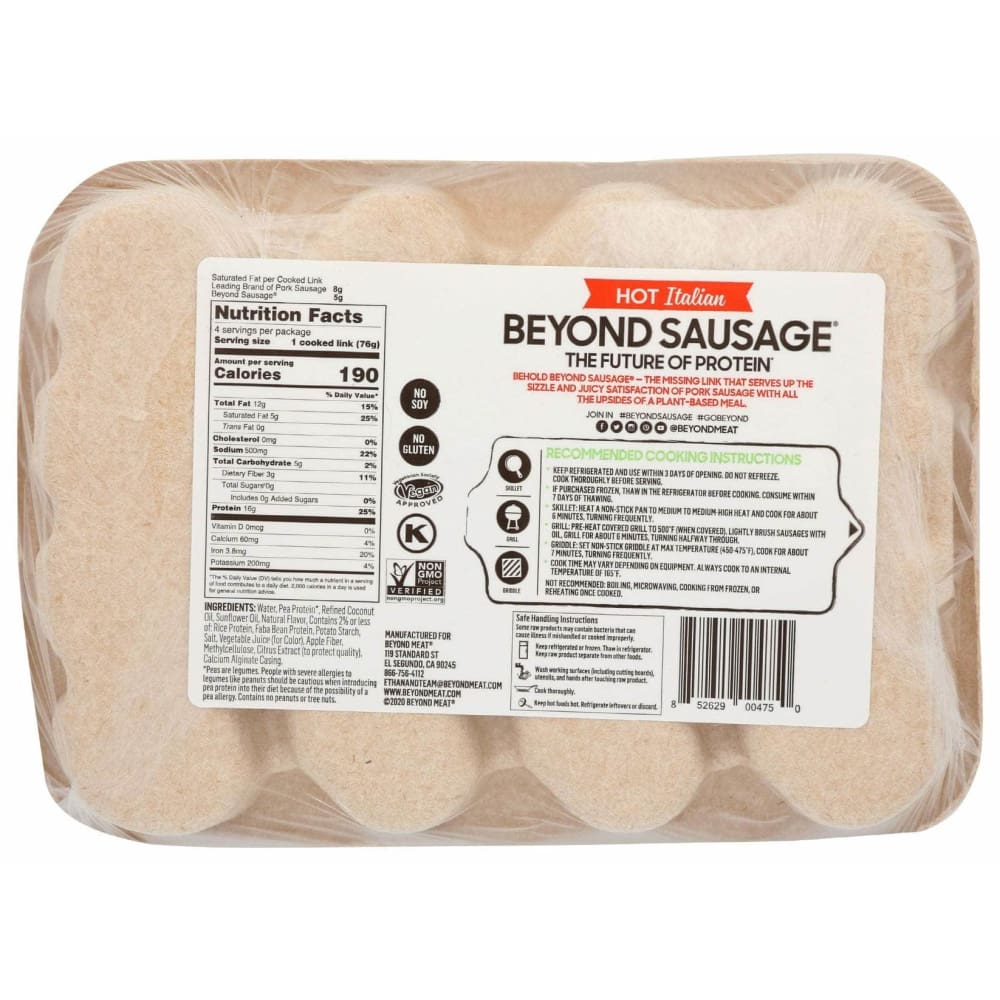 Beyond Meat Grocery > Frozen BEYOND MEAT Beyond Sausage Hot Italian Plant Based Links, 14 oz