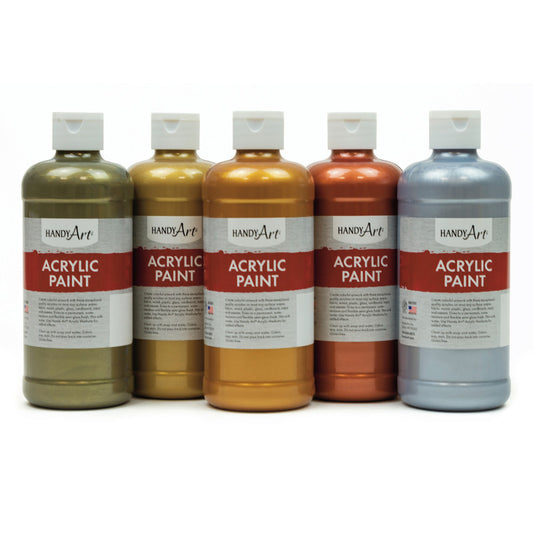 16Oz Metallic Acrylic Paint Set 5 Colors