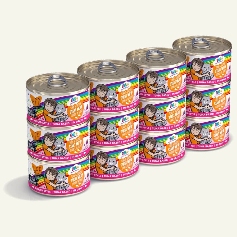 BFF Cat Omg Tuna and Salmon Start Me Up Dinner in Gravy 2.8oz. (Case Of 12) - Pet Supplies - BFF