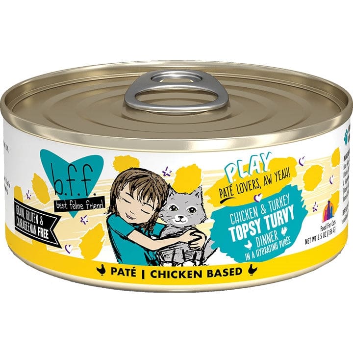 BFF Cat Play Chicken and Turkey Topsy Turvy Dinner 5.5oz. (Case Of 8) - Pet Supplies - BFF