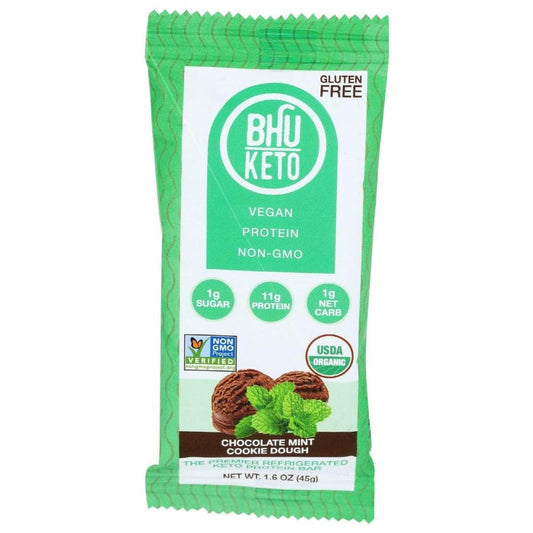 BHU FOODS Grocery > Refrigerated BHU FOODS: Chocolate Mint Cookie Dough Keto Protein Bar, 1.6 oz