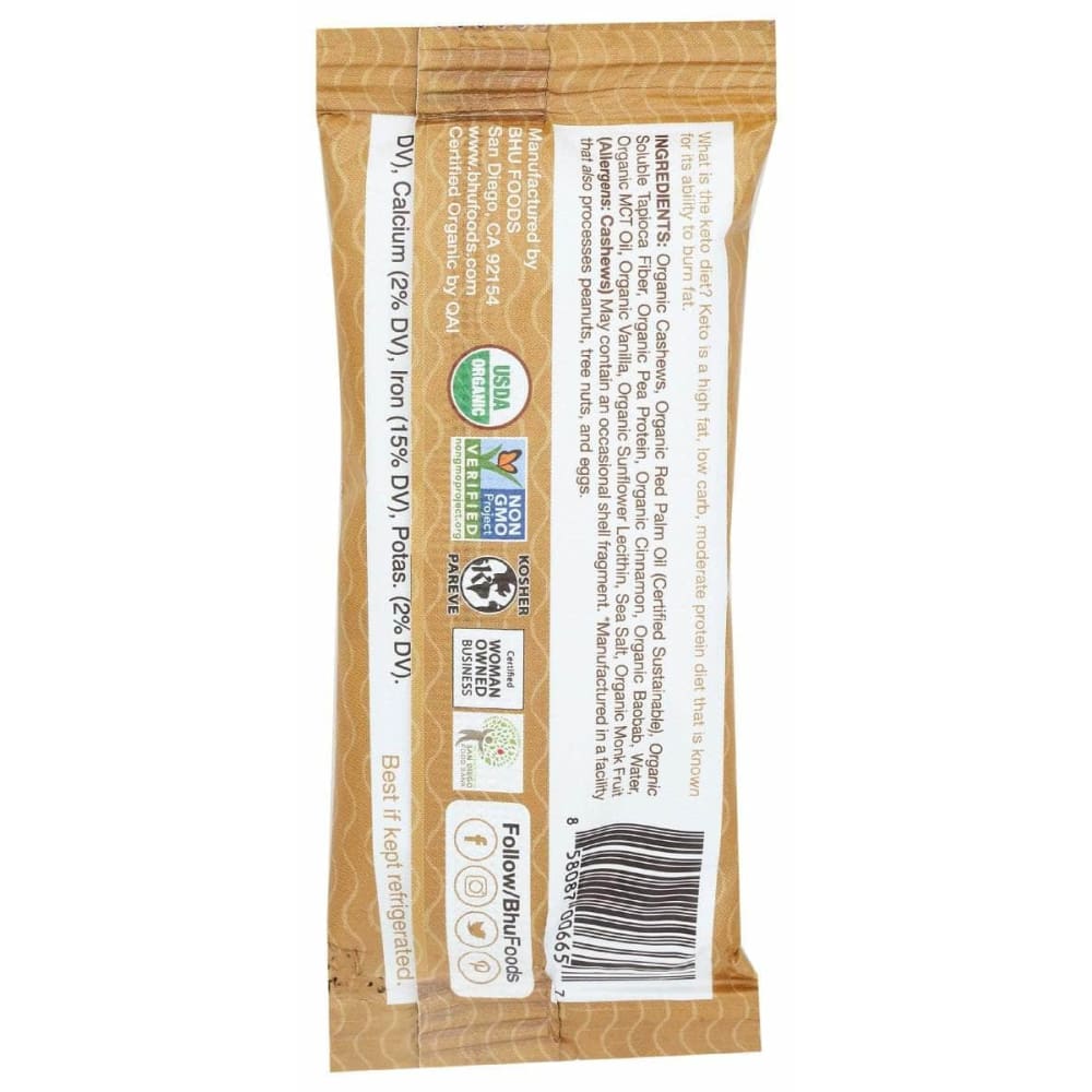 BHU FOODS Grocery > Refrigerated BHU FOODS: Snickerdoodle Cookie Dough Keto Protein Bar, 1.6 oz