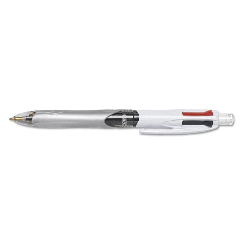 BIC 4-color 3 + 1 Multi-color Ballpoint Pen/pencil Retractable 1 Mm Pen/0.7 Mm Pencil Black/blue/red Ink Gray/white Barrel - School Supplies