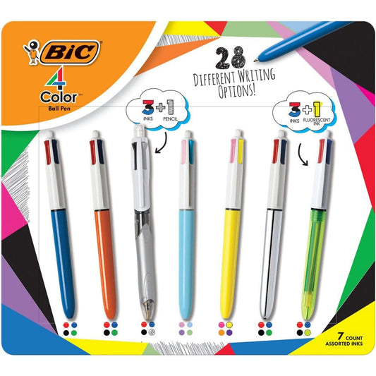 BIC 4-Color Retractable Ballpoint Pen Med Pt. 1.0mm Variety (7 pk.) - Shop by Age: 3rd - 5th - BIC