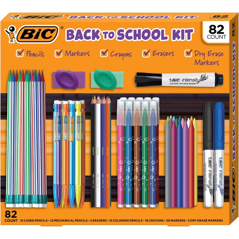 BIC Assorted Back to School Supply Kit 82 Piece Set - First Day of School Essentials - BIC
