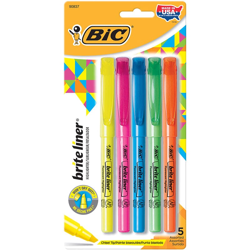 Bic Bright Liner Highlighters 5Pk Assorted (Pack of 12) - Highlighters - Bic Usa Inc
