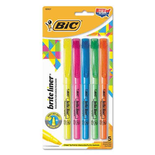 BIC Brite Liner Highlighter Assorted Ink Colors Chisel Tip Assorted Barrel Colors 5/set - School Supplies - BIC®