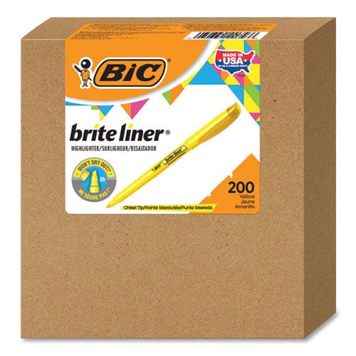BIC Brite Liner Highlighter Fluorescent Orange Ink Chisel Tip Orange/black Barrel Dozen - School Supplies - BIC®