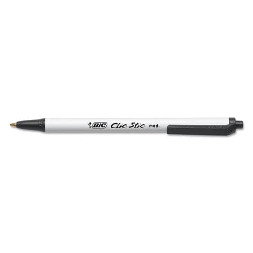 BIC Clic Stic Ballpoint Pen Retractable Medium 1 Mm Black Ink White Barrel Dozen - School Supplies - BIC®