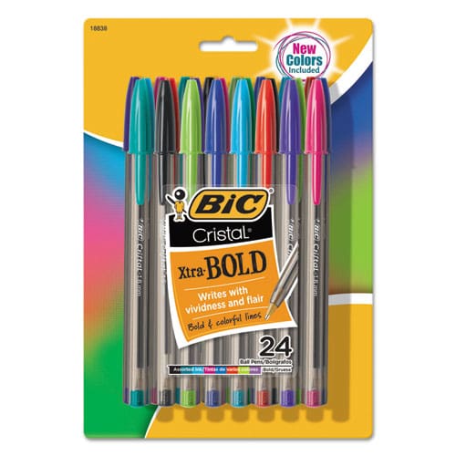 BIC Cristal Xtra Bold Ballpoint Pen Stick Bold 1.6 Mm Assorted Ink And Barrel Colors 24/pack - School Supplies - BIC®