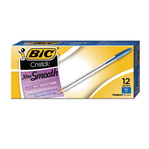 BIC Cristal Xtra Smooth Ballpoint Pen Value Pack Stick Medium 1 Mm Blue Ink Clear Barrel 24/pack - School Supplies - BIC®