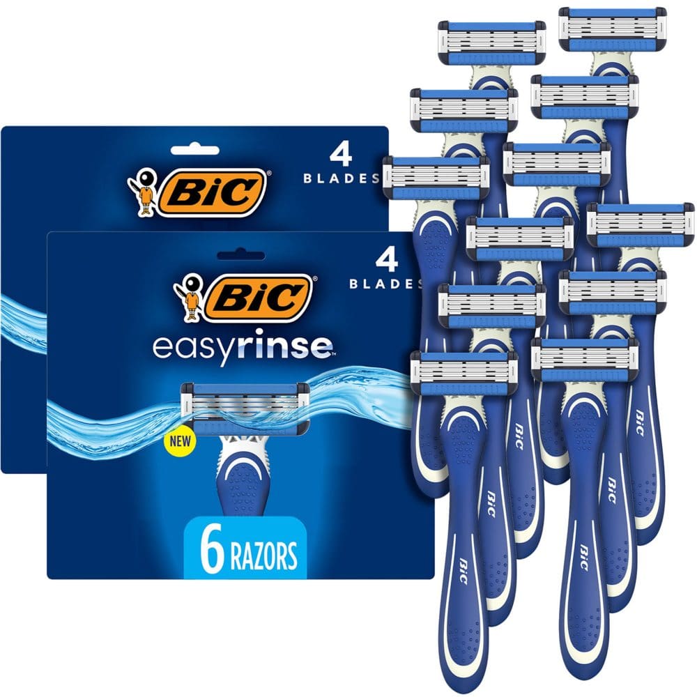 BIC EasyRinse Anti-Clogging Men’s Disposable Razors With 4 Blades (12 ct.) - New Health & Beauty - BIC