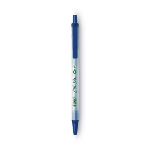 BIC Ecolutions Clic Stic Ballpoint Pen Retractable Medium 1 Mm Blue Ink Clear Barrel Dozen - School Supplies - BIC®