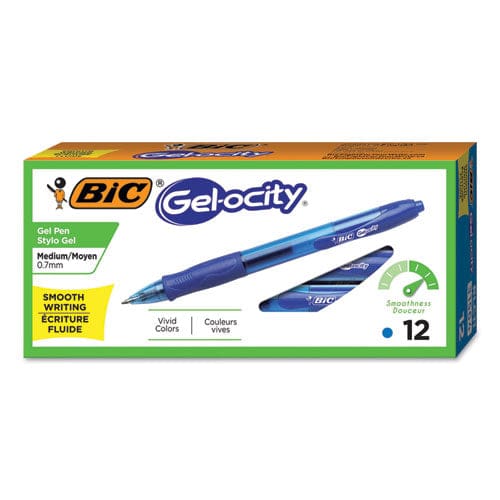 BIC Gel-ocity Gel Pen Retractable Medium 0.7 Mm Black Ink Translucent Black Barrel Dozen - School Supplies - BIC®