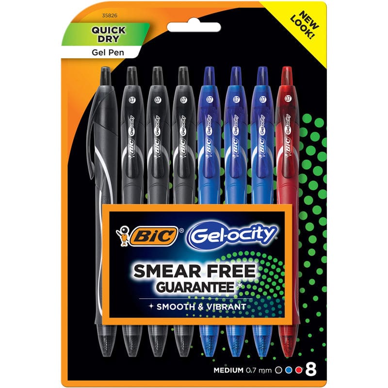 Bic Gel-Ocity Gel Pens Assorted 8Pk Quick Dry Retractable (Pack of 2) - Pens - Bic Usa Inc