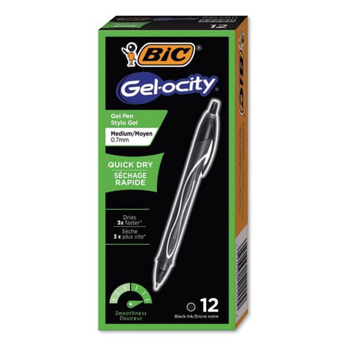 BIC Gel-ocity Quick Dry Gel Pen Retractable Fine 0.5 Mm Black Ink Black Barrel Dozen - School Supplies - BIC®