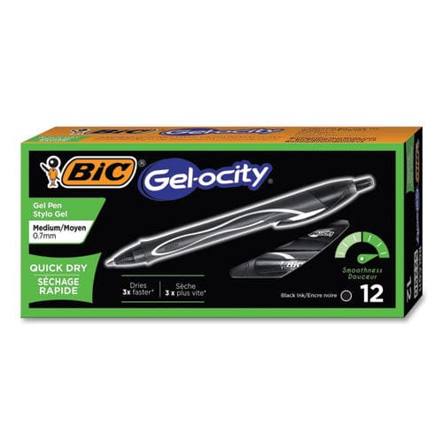 BIC Gel-ocity Quick Dry Gel Pen Retractable Fine 0.5 Mm Black Ink Black Barrel Dozen - School Supplies - BIC®