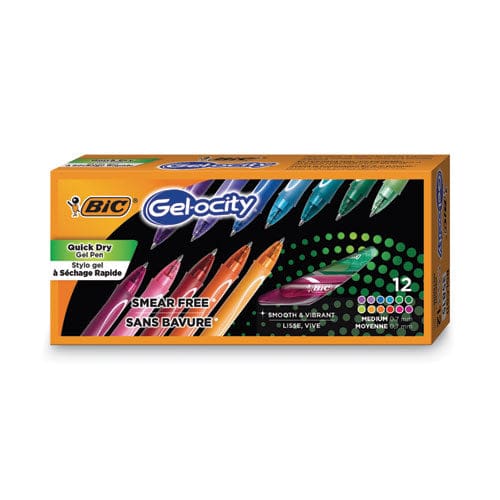 BIC Gel-ocity Quick Dry Gel Pen Retractable Fine 0.7 Mm 12 Assorted Ink And Barrel Colors Dozen - School Supplies - BIC®