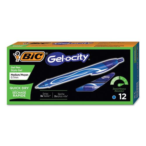 BIC Gel-ocity Quick Dry Gel Pen Retractable Fine 0.7 Mm Three Assorted Ink And Barrel Colors Dozen - School Supplies - BIC®