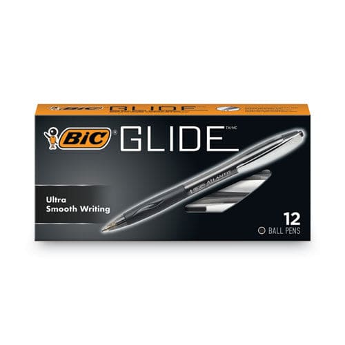 BIC Glide Ballpoint Pen Retractable Medium 1 Mm Black Ink Black Barrel Dozen - School Supplies - BIC®