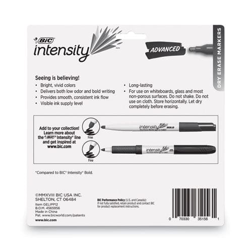 BIC Intensity Advanced Dry Erase Marker Pocket-style Medium Bullet Tip Assorted Colors Dozen - School Supplies - BIC®