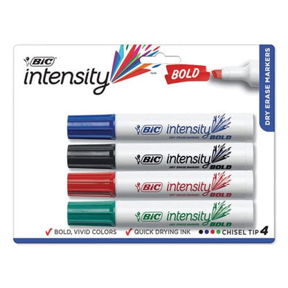 BIC Intensity Bold Tank-style Dry Erase Marker Broad Chisel Tip Assorted Colors 4/set - School Supplies - BIC®