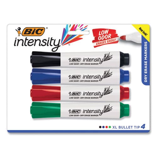 BIC Intensity Bold Tank-style Dry Erase Marker Extra-broad Bullet Tip Assorted Colors 4/set - School Supplies - BIC®