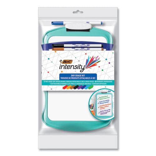 BIC Intensity Dry Erase Board And Markers Kit 7.8 X 11.8 White Surface Blue Plastic Frame - School Supplies - BIC®