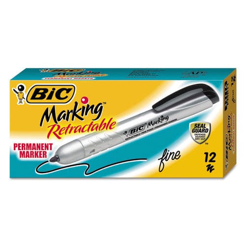 BIC Intensity Retractable Permanent Marker Fine Bullet Tip Black Dozen - School Supplies - BIC®