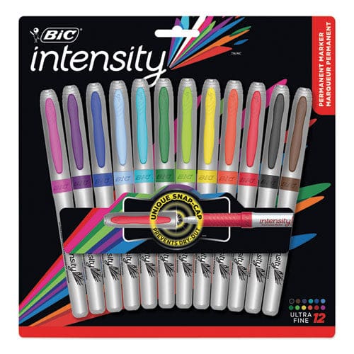 BIC Intensity Ultra Fine Tip Permanent Marker Extra-fine Needle Tip Assorted Colors Dozen - School Supplies - BIC®