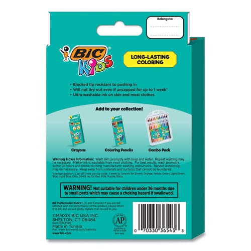 BIC Kids Ultra Washable Markers Medium Bullet Tip Assorted Colors 20/pack - School Supplies - BIC®