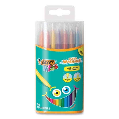 BIC Kids Ultra Washable Markers Plastic Tube Medium Bullet Tip Assorted Colors 20/pack - School Supplies - BIC®