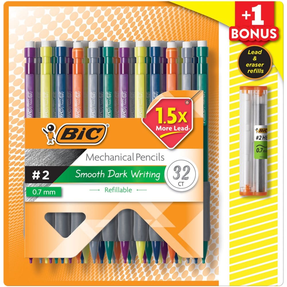 BIC Matic Grip Mechanical Pencil HB #2 0.7mm 32 Pencils - First Day of School Essentials - BIC
