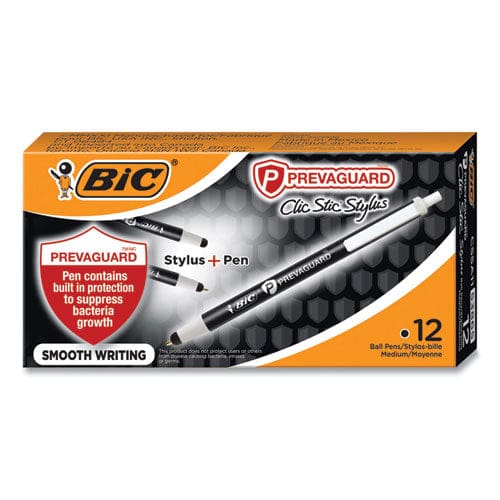 BIC Prevaguard Ballpoint/stylus Pen Retractable Medium 1 Mm Black Ink/black Barrel Dozen - School Supplies - BIC®