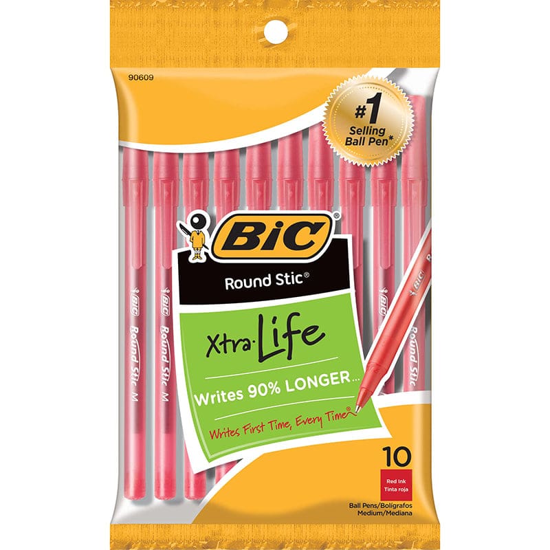 Bic Round Stic Ballpoint Pens Red 10Pk (Pack of 12) - Pens - Bic Usa Inc