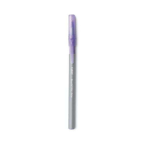 BIC Round Stic Grip Xtra Comfort Ballpoint Pen Easy-glide Stick Medium 1.2 Mm Purple Ink Gray/purple Barrel Dozen - School Supplies - BIC®