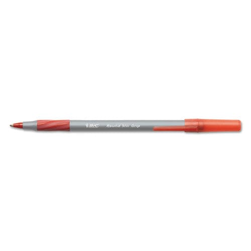 BIC Round Stic Grip Xtra Comfort Ballpoint Pen Easy-glide Stick Medium 1.2 Mm Red Ink Gray/red Barrel Dozen - School Supplies - BIC®