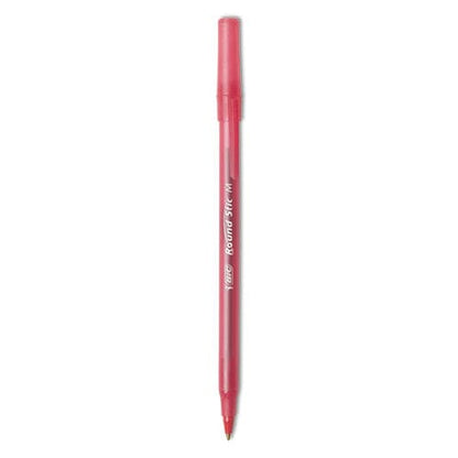 BIC Round Stic Xtra Life Ballpoint Pen Stick Medium 1 Mm Red Ink Translucent Red Barrel Dozen - School Supplies - BIC®