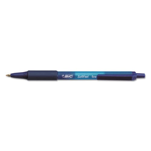 BIC Soft Feel Ballpoint Pen Retractable Fine 0.8 Mm Blue Ink Blue Barrel Dozen - School Supplies - BIC®
