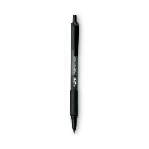 BIC Soft Feel Ballpoint Pen Retractable Medium 1 Mm Black Ink Black Barrel Dozen - School Supplies - BIC®