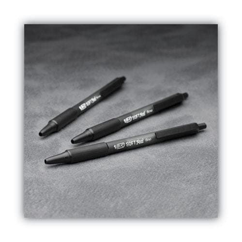BIC Soft Feel Ballpoint Pen Retractable Medium 1 Mm Black Ink Black Barrel Dozen - School Supplies - BIC®