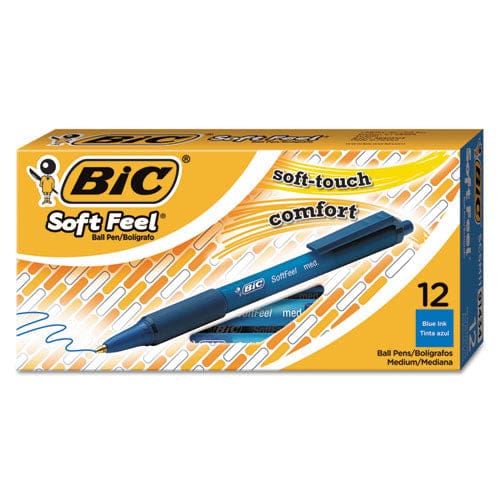 BIC Soft Feel Ballpoint Pen Retractable Medium 1 Mm Blue Ink Blue Barrel Dozen - School Supplies - BIC®