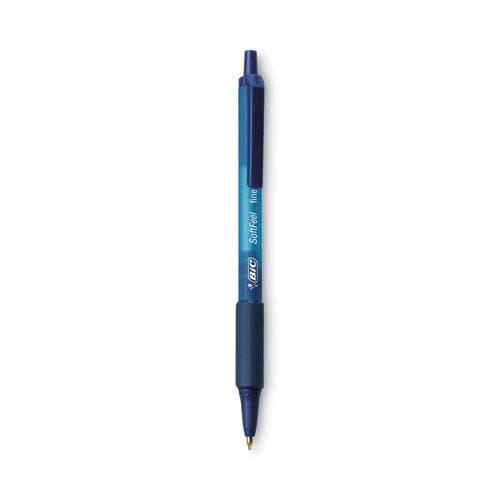 BIC Soft Feel Ballpoint Pen Retractable Medium 1 Mm Blue Ink Blue Barrel Dozen - School Supplies - BIC®