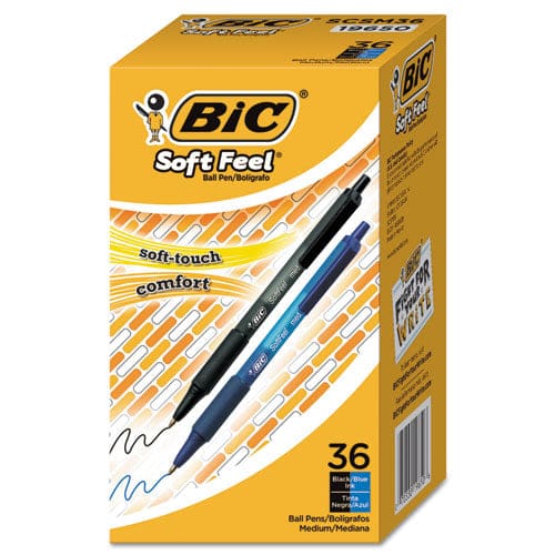 BIC Soft Feel Ballpoint Pen Value Pack Retractable Medium 1 Mm Assorted Ink And Barrel Colors 36/pack - School Supplies - BIC®