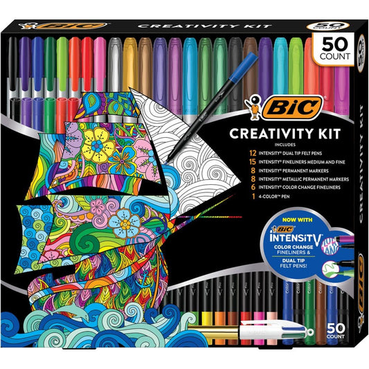 BIC Ultimate Creativity Kit 50 count (Markers Fineliners Color Change Dual Tip and 4-Color) - Drawing & Coloring - BIC