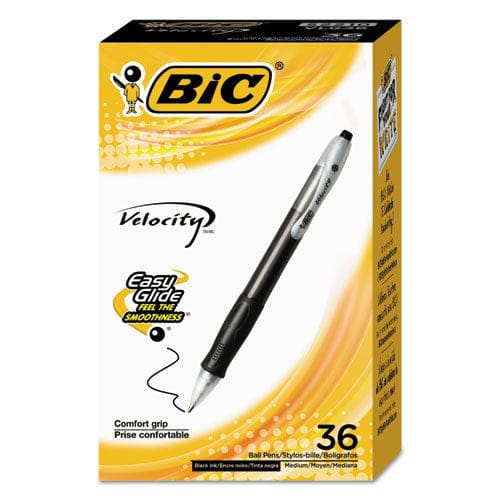 BIC Velocity Easy Glide Ballpoint Pen Value Pack Retractable Medium 1 Mm Black Ink Black Barrel 36/pack - School Supplies - BIC®