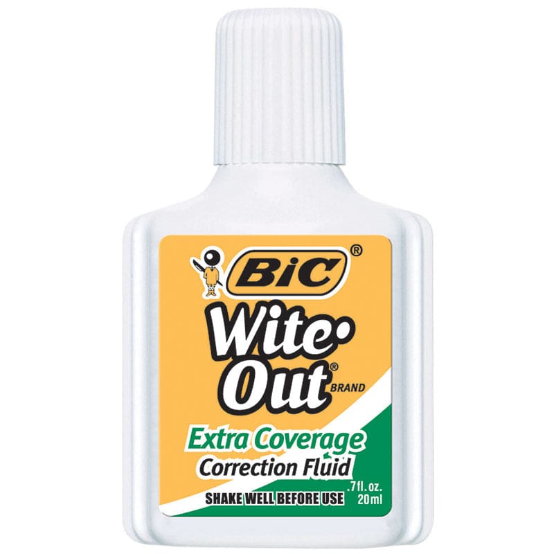 Bic Wite Out Correction Fluid Extra Coverage (Pack of 12) - Liquid Paper - Bic Usa Inc