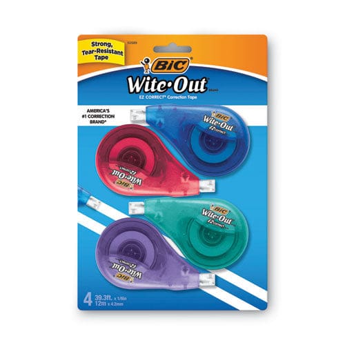 BIC Wite-out Ez Correct Correction Tape Non-refillable Blue/yellow Applicators 0.17 X 400 4/pack - School Supplies - BIC®